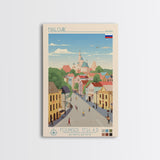 Nalchik Russia Travel Poster Framed Canvas Print, Midcentury Modern Art, Pop Art Wall Decor, Home Decor, Vacation Gift, Bedroom Art