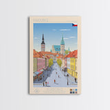 Pardubice Czech Republic Travel Poster Framed Canvas Print, Midcentury Modern Art, Pop Art Wall Decor, Home Decor, Vacation Gift, Bedroom Art