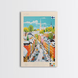 Pori Finland Travel Poster Framed Canvas Print, Midcentury Modern Art, Pop Art Wall Decor, Home Decor, Vacation Gift, Bedroom Art
