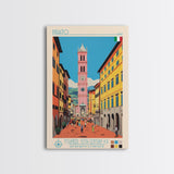 Prato Italy Travel Poster Framed Canvas Print, Midcentury Modern Art, Pop Art Wall Decor, Home Decor, Vacation Gift, Office Art
