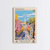 Simferopol Ukraine Travel Poster Framed Canvas Print, Midcentury Modern Art, Pop Art Wall Decor, Living Room Art, Vacation Gift