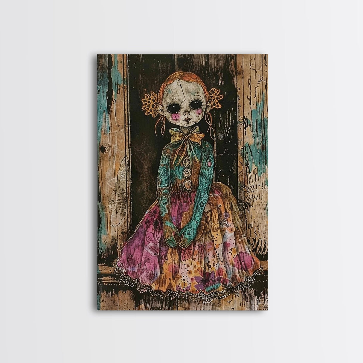 Halloween Pirate Skeleton with Pizza, Framed Canvas Print, Wall Art, Spooky Decor, Pirate Theme, Halloween Decoration, Living Room Art