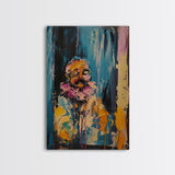 Halloween Ghost with Apple, Framed Canvas Print, Wall Art, Spooky Decor, Halloween Decoration, Living Room Art, Unique Gift