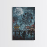 Eerie Carnival, Halloween Art, Spooky Wall Decor, Framed Canvas Print, Creepy Art, Halloween Wall Decor, Seasonal Wall Art, Scary Artwork