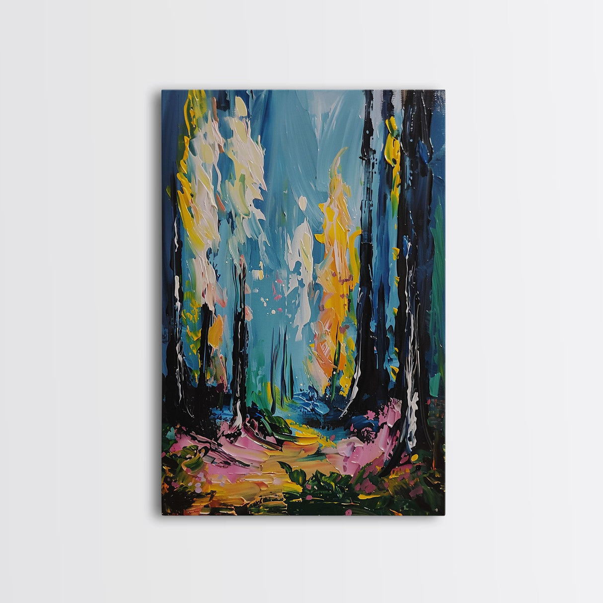 Ghostly Churchyard Framed Canvas Print, Halloween Haunted Church, Spooky Graveyard Art, Gothic Decor, Nighttime Artwork, Framed Canvas Print