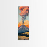 Colorful Volcano Eruption Printed on Framed Canvas, Vertical Landscape Art Print, Mountain Wall Art, 3D Canvas Art, Vertical Office Art