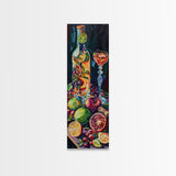 Still Life Bar Art Print Framed on Canvas, Vertical Framed Kitchen Art, Dark Wall Art, Textured, Cocktail Canvas Wall Art Print, Modern Art