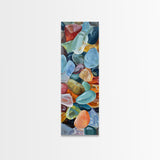 Colorful Textured Canvas Painting of Glass Rocks, Nature Art Print for Living Room, Oversized Canvas Art, Narrow Wall Art Print, Modern Art