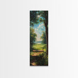 The Tree Swing Framed Canvas Print, Spring Time Decor, Tall Art, Statement Piece, Whimsical Boho Style Wall Art