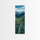 Secret Path Through The Wild Flowers, Framed Canvas Print, Unique Wall Art, Minimalist Landscape Painting, Wood Frame Art, Sofa Decor, Springtime Art