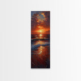 Reflective Lake Sunset Peaceful Nature Scene Farmhouse Bedroom Art Framed Canvas Print Tall Art Japanese Style Art
