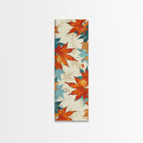 Japanese Autumn Leaves Canvas Print In Ukiyo-e Style, Traditional Woodblock Art, Framed Canvas Print, Tall Skinny Japanese Wall Art, Ready To Hang