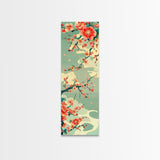Plum Blossoms, Turquoise Sky, Japanese Art, Skinny Art, Tall Art, Framed Canvas Print, Ukiyo-e Style