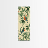 Skinny Art Tall Art Framed Canvas Print Birds Amongst Dense Greenery And Red Flowers Ukiyo-e Japanese Style Art Wood Block Print