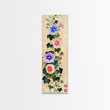 Morning Glories On Wooden Background Ukiyo-e Wall Art Framed Canvas Print Japanese Style Skinny Art Wood Block Print Tall Art