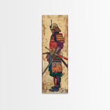 Samurai Warrior Traditional Japanese Armor Cultural Art On Framed Canvas Print Ukiyo-e Art Style Tall Skinny Wood Block Wall Decor