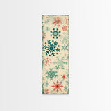 Snowflakes in Varied Sizes and Shapes Scattered on a Beige Canvas with a Distressed Texture Ukiyo-e Art Japanese Framed Canvas Print Skinny Tall Art