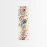 Skinny Art Tall Art Floral Burst Wood Block Print Japanese Style Art Vivid Explosions Of Colors Framed Canvas Print