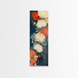 Blooming Chrysanthemums in Rich Autumn Colors - Skinny Art, Japanese Wall Decor, Framed Canvas Print, Ukiyo-e Style