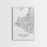 Anchorage Street Map, Alaska Map, Travel Wall Art, City Map Wall Art, Bedroom Art, Modern Art, Wall Art, Canvas Print, Canvas Wall Art