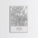 Aurora Street Map, Colorado Map, City Map Print, Travel Lover Gift, Above Bed Art, Minimalist Art, Wall Art, Canvas Print, Canvas Wall Art