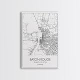 Baton Rouge Street Map, Louisiana Map, City Map Art, Modern Art, Wall Art, Canvas Print, Canvas Wall Art, Travel Gift, Home Wall Art