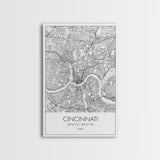 Cincinnati Street Map, Ohio Map, City Map Art, Minimalist Art, Wall Art, Canvas Print, Canvas Wall Art, Travel Wall Art, Birthday Gift