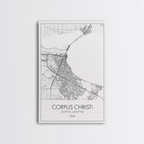 Corpus Christi Street Map, Texas Map, City Map Art, Minimalist Art, Wall Art, Canvas Print, Travel Wall Décor, Gift For Dad, Office Décor