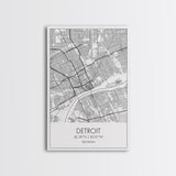 Detroit Street Map, Michigan Map, City Map Art, Minimalist Art, Wall Art, Canvas Print, Wall Art Bedroom, Travel Prints, Gift For Couple