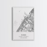 Dubai Street Map, UAE Map, City Map Art, Minimalist Art, Wall Art, Canvas Print, Aviation Gift, Travel Art, Office Décor, Unique Wall Art