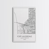 Fort Lauderdale Street Map, California Map, City Map Art, Minimalist Art, Wall Art, Canvas Print, Travel Art, Game Room Décor, Travel Gifts