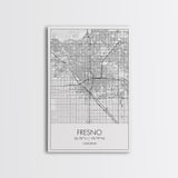 Fresno Street Map, California Map, City Map Art, Minimalist Art, Wall Art, Canvas Print, Bar Wall Art, Teen Gift, Travel Wall Art,