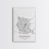 Henderson Street Map, Nevada Map, City Map Art, Minimalist Wall Art, Wall Art, Canvas Print, Gifts For Her, Travel Art, Man Cave Art,