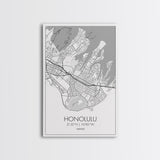 Honolulu Street Map, Hawaii Map, ity Map Art, Minimalist Art, Wall Art, Canvas Print, Living Room Art, Travel Wall Art, Anniversary Gift