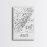 Jackson Street Map, Mississippi Map, City Map Art, Minimalist Art, Wall Art, Canvas Print, Travel Print, Farmhouse Bedroom, Wedding Gift