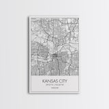 Kansas City Street Map, Missouri Map, City Map Art, Modern Wall Art, Wall Art, Canvas Print, Birthday Gift, Master Bedroom, Travel Wall Art