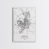 Laredo Street Map, Texas Map, City Map Art, Modern Wall Art, Wall Art, Canvas Print, City Wall Art, Wall Hanging, Gifts For Him, Travel Art
