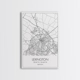 Lexington Street Map, Kentucky Map, City Map Art, Modern Wall Art, Wall Art, Canvas Print, Travel Wall Art, Dorm Room Décor, Engagement Gift