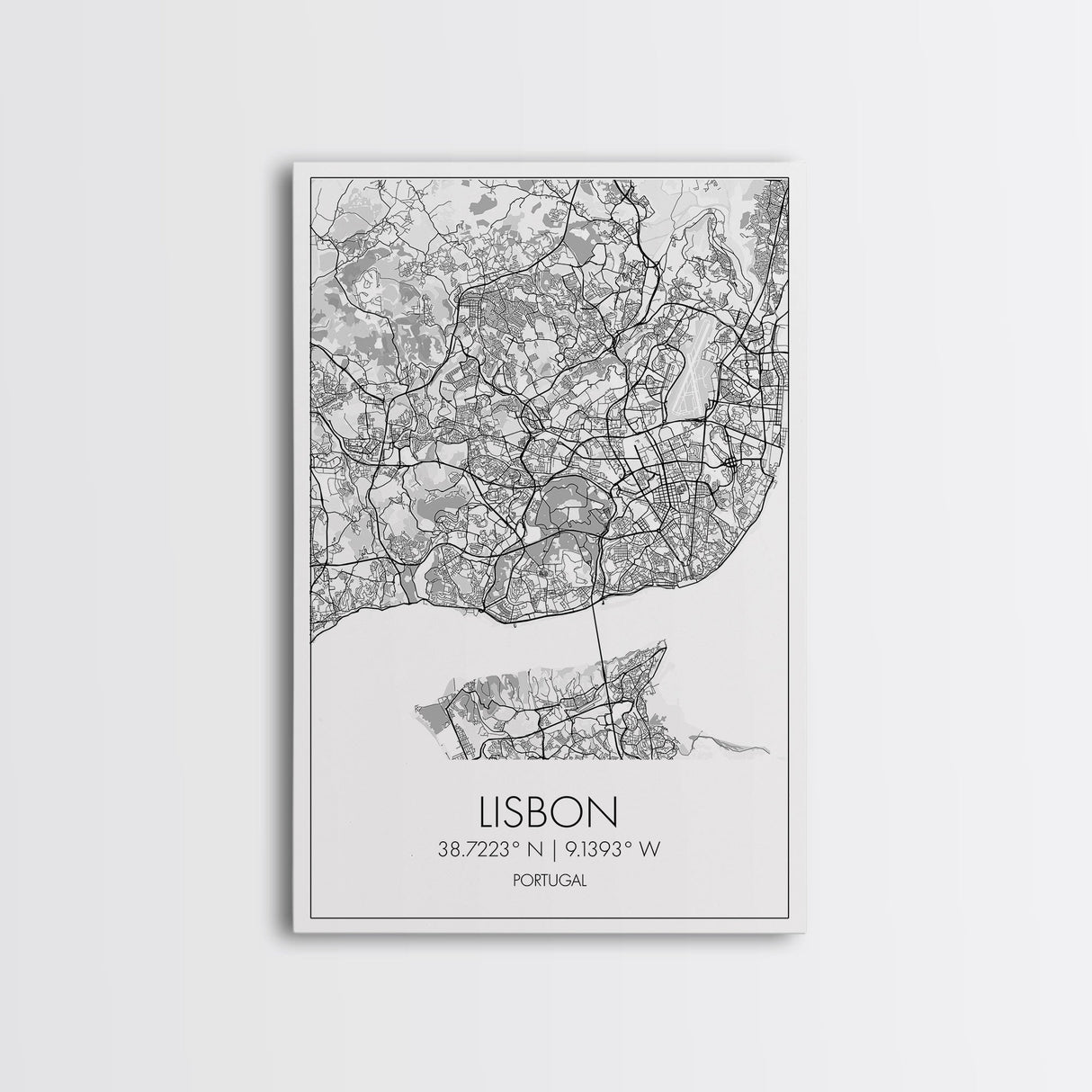 Lisbon Street Map, Portugal Map, City Map Art, Modern Wall Art, Wall Art, Canvas Print, Travel Décor, Above Bed Art, Gift For Couples