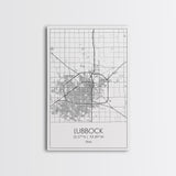 Lubbock Street Map, Texas Map, City Map Art, Modern Art, Wall Art, Canvas Print, Travel Print, Farmhouse Wall Décor, Boyfriend Gift