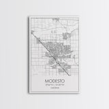 Modesto Street Map, California Map, City Map Art, Modern Art, Wall Art, Canvas Print, Home Décor Wall Art, Friendship Gift, Travel Wall Art
