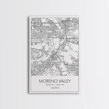 Moreno Valley Street Map, California Map, City Map Art, Modern Art, Wall Art, Canvas Print, Wall Art For Bedroom, Couple Gift, Travel Print