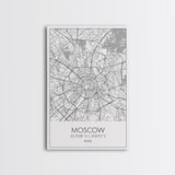Moscow Street Map, Russia Map, Europe City Map Art, Modern Art, Wall Art, Canvas Print, Wall Art Prints, Gift For Husband, Travel Wall Décor