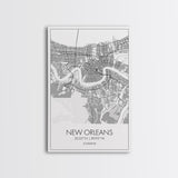 New Orleans Street Map, Louisiana Map, City Map Art, Modern Art, Wall Art, Canvas Print, Above Bed Art, Gift For Travelers, Travel Wall Art