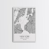 New York Street Map, New York Map, City Map Art, Modern Art, Wall Art, Canvas Print, Home Office Art, Unique Travel Gifts, Travel Wall Print