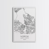 Norfolk Street Map, Virginia Map, City Map Art, Modern Art, Wall Art, Canvas Print, Bedroom Décor, College Student Gift, Travel Print