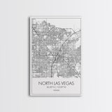 North Las Vegas Street Map, Nevada Map, City Map Art, Modern Art, Wall Art, Canvas Print, Wall Décor Bedroom, Honeymoon Gift,  Travel Art