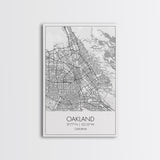 Oakland Street Map, California Map, City Map Art, Modern Art, Wall Art, Canvas Print, Living Room Art, Gift For Her, Adventure Wall Art