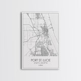 Port St Lucie Street Map, Florida Map, City Map Art, Minimalist Art, Wall Art, Canvas Print, Friend Gift, Black And White Art, Travel Décor