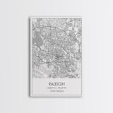 Raleigh Street Map, North Carolina Map, City Map Art, Minimalist Art, Wall Art, Canvas Print, Travel Lover Gift, Bedroom Wall Art